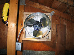 view of attic fan from the back